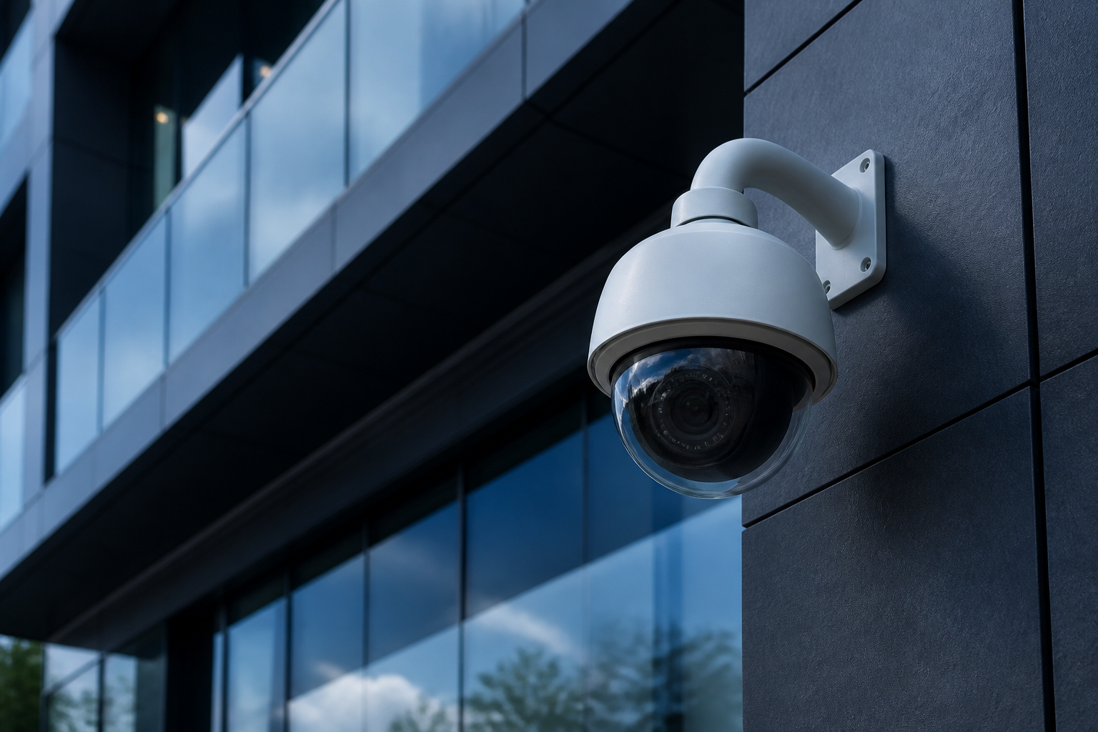 CCTV camera monitoring a building