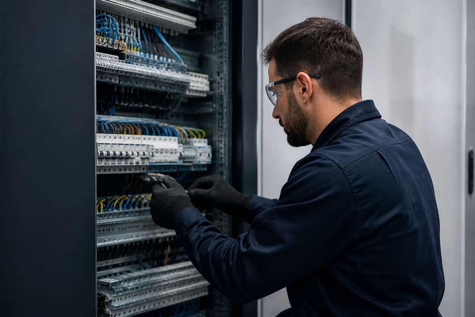 Technician providing electrical services